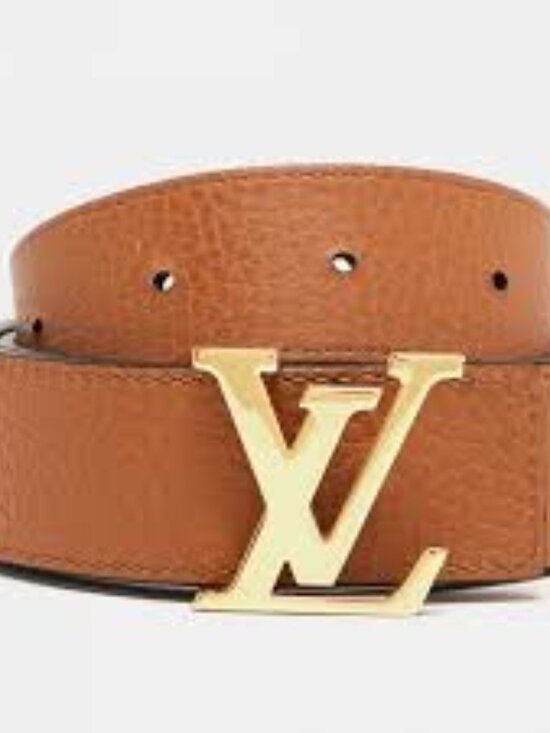 Louis Vuitton Black and Brown Reversible Belt with Gold Buckle Size